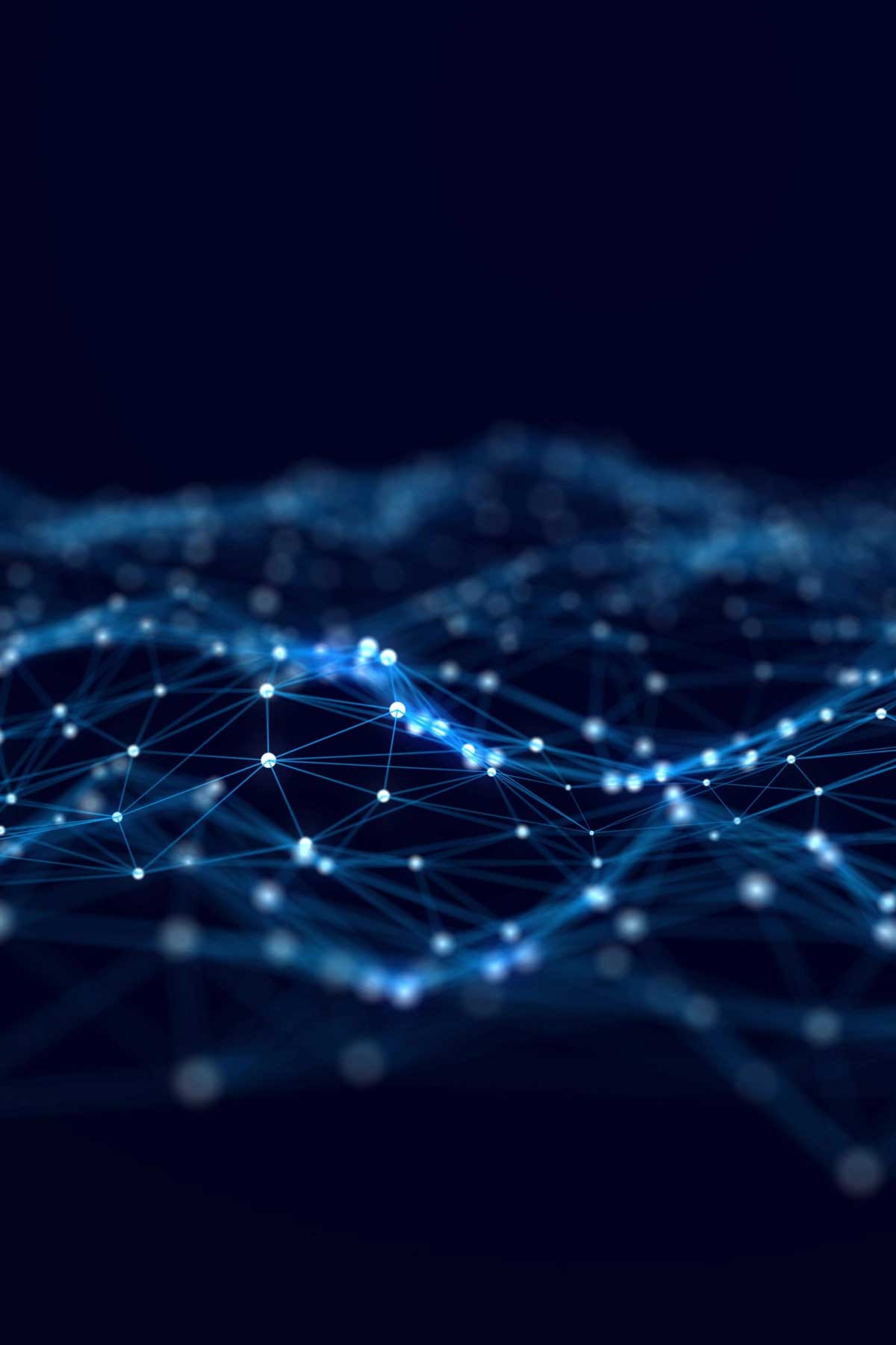 Waves transmit silent codes through a luminous matrix. Particles pulse with digital motion in 3D