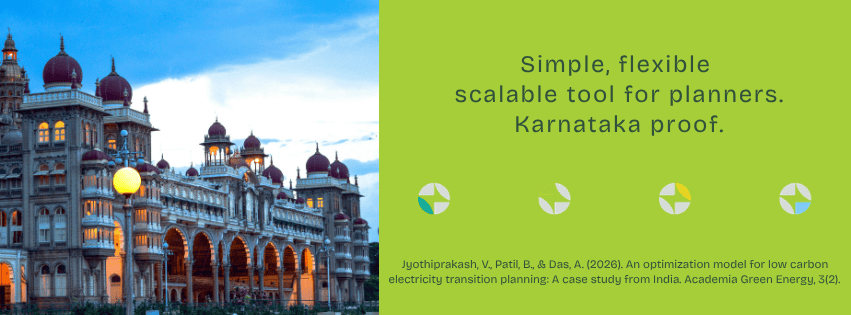 Karnataka palace with solar and wind energy icons for sustainable planning.